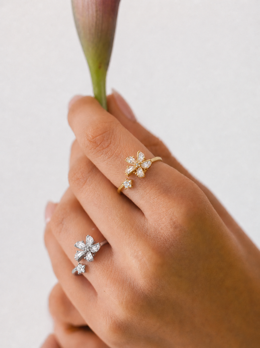 Ninfea Argento Anello Antistress Regolabile