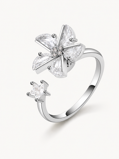 Ninfea Argento Anello Antistress Regolabile
