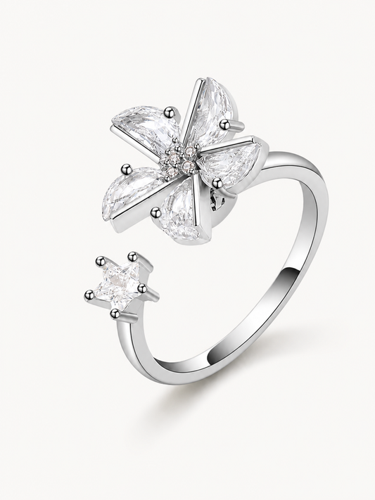 Ninfea Argento Anello Antistress Regolabile